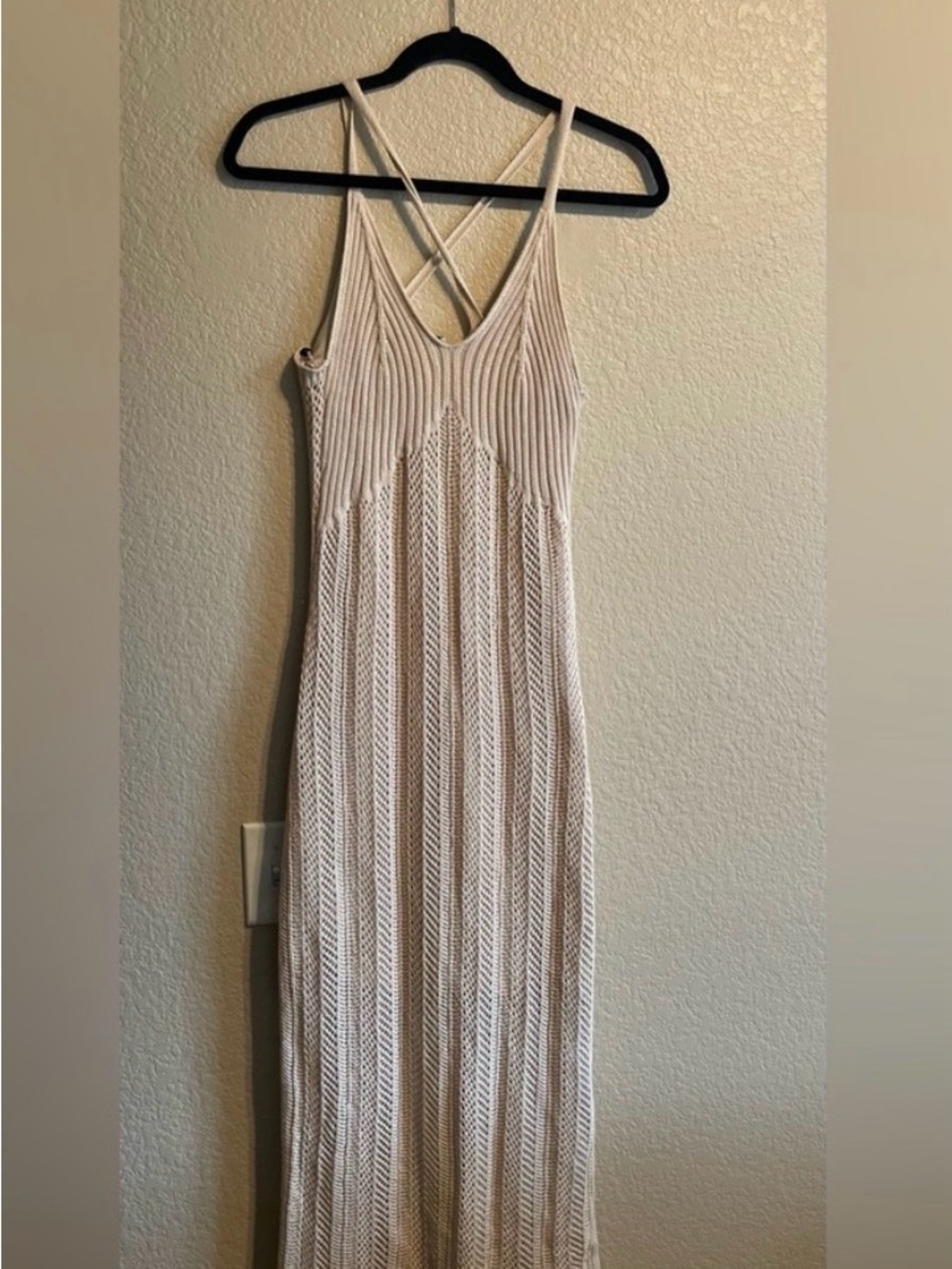 FRESHMAN 1996 Cream Knit Sleeveless Maxi Dress Size Medium - Picture 4 of 8